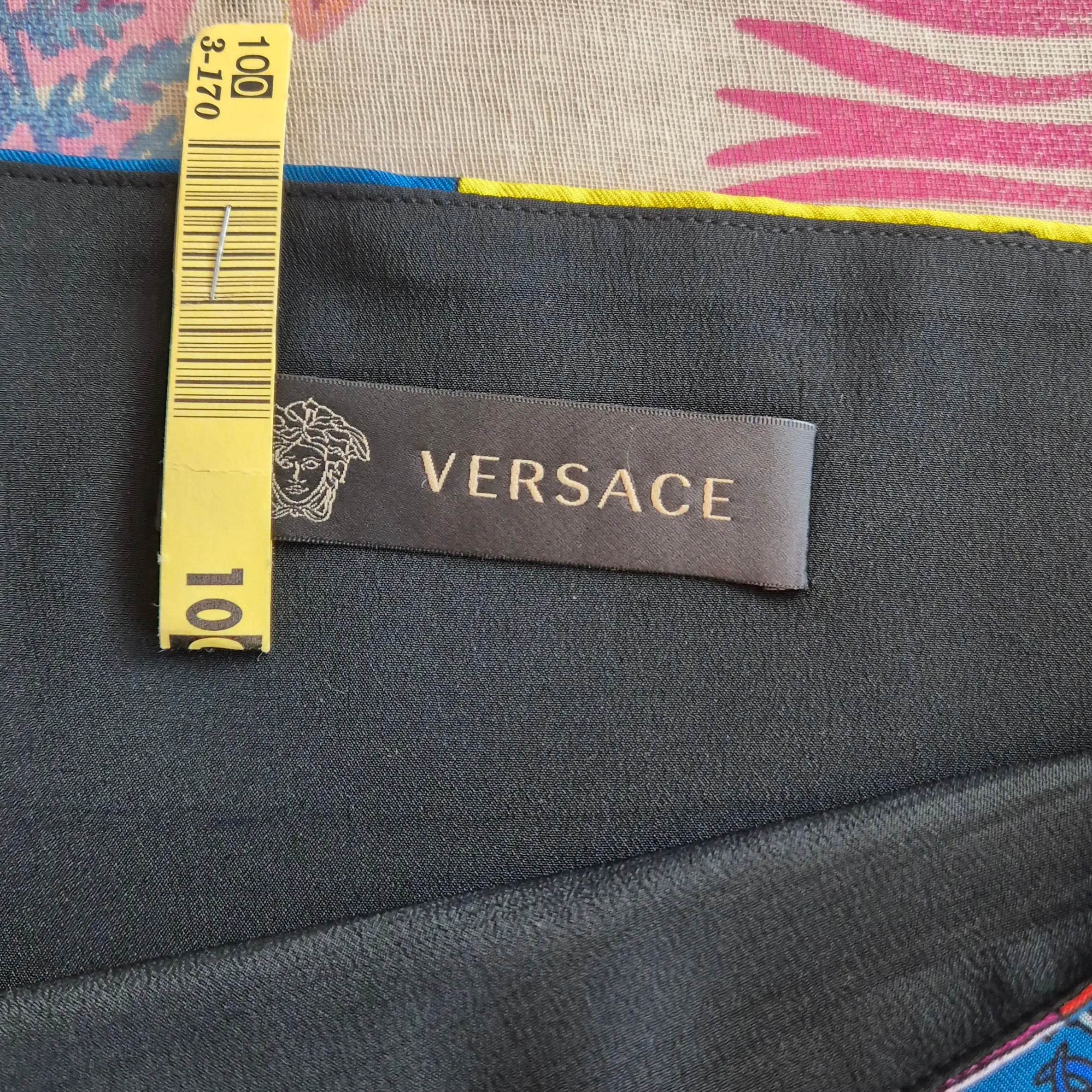 Versace | Gonna in seta stampa multicolor