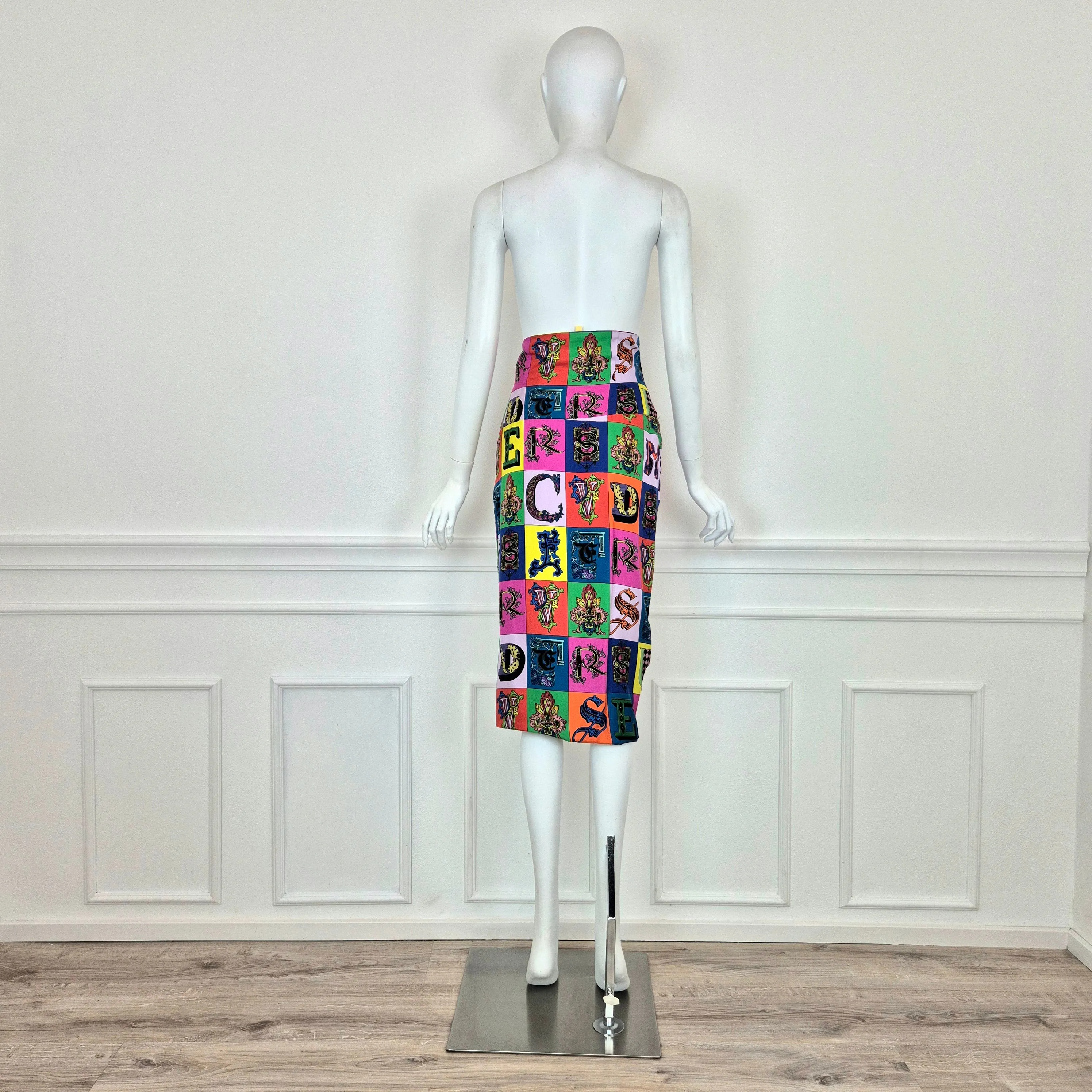 Versace | Gonna in seta stampa multicolor